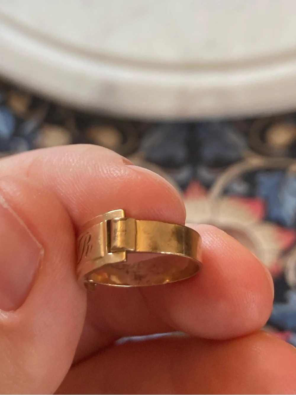 Antique “CR” Monogram Gold-Filled Ring Signed Maker’s Mark